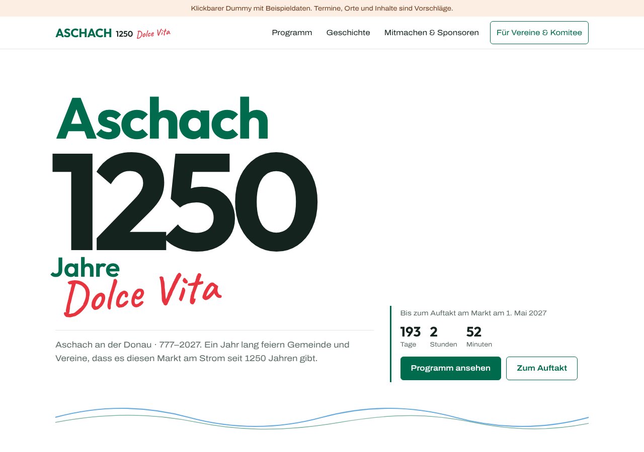 Startseite der Jubiläumsplattform